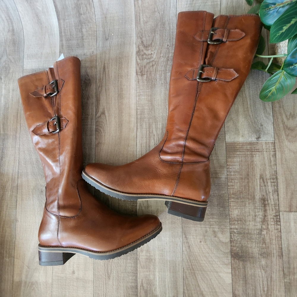 Clarks Tamro Spice Brown Leather Zipper Knee High NIB Boots Size 7 - Picture 10 of 16